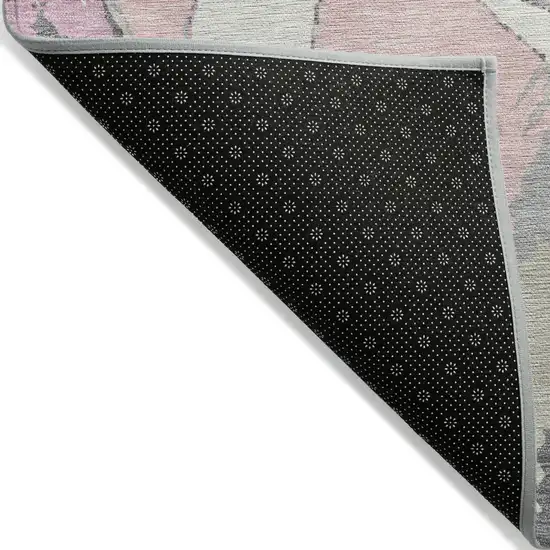 Pink Ivory And Gray Abstract Washable Indoor Outdoor Area Rug Photo 4