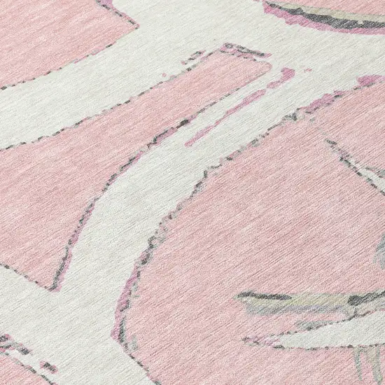 Pink Ivory And Gray Abstract Washable Indoor Outdoor Area Rug Photo 7