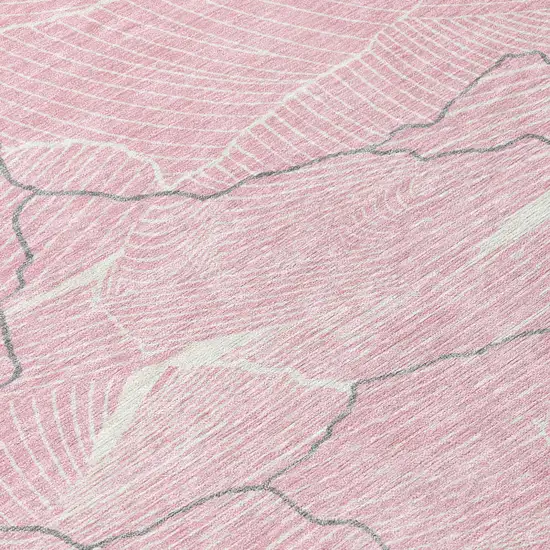 Pink Ivory And Gray Abstract Washable Indoor Outdoor Area Rug Photo 8