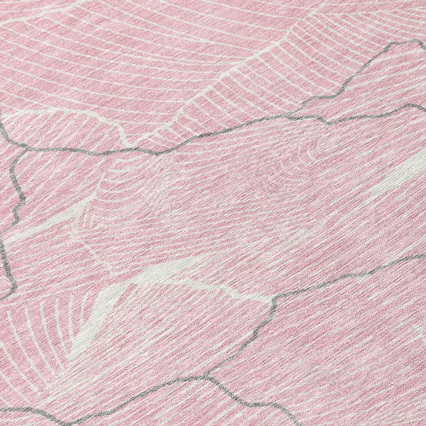 Pink Ivory And Gray Abstract Washable Indoor Outdoor Area Rug Photo 8