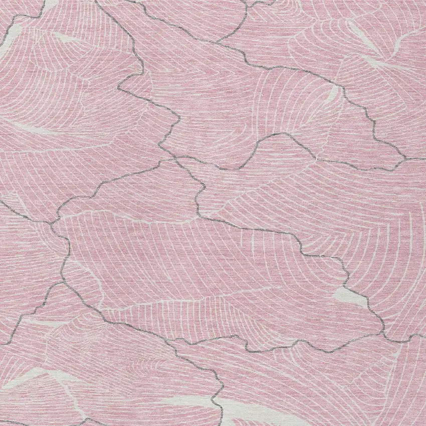 Pink Ivory And Gray Abstract Washable Indoor Outdoor Area Rug Photo 5