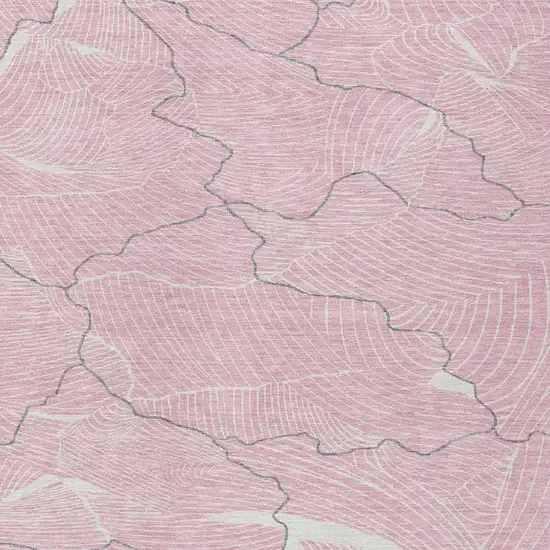 Pink Ivory And Gray Abstract Washable Indoor Outdoor Area Rug Photo 5