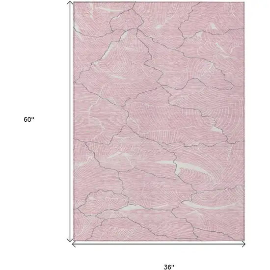Pink Ivory And Gray Abstract Washable Indoor Outdoor Area Rug Photo 7