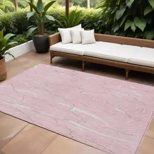 Photo of Pink Ivory And Gray Abstract Washable Indoor Outdoor Area Rug