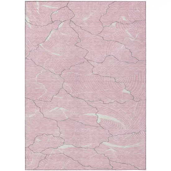 Pink Ivory And Gray Abstract Washable Indoor Outdoor Area Rug Photo 2