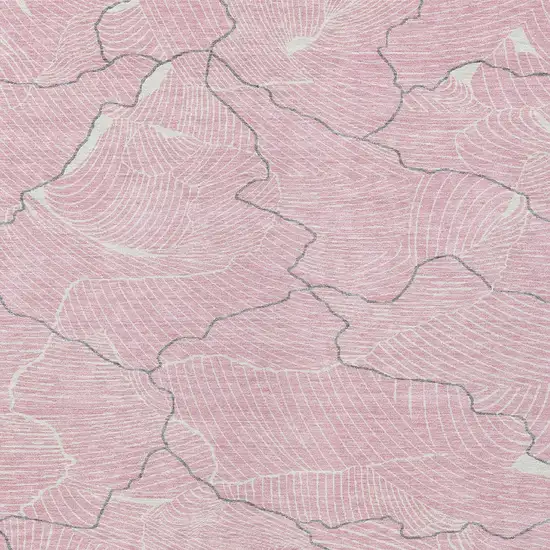 Pink Ivory And Gray Abstract Washable Indoor Outdoor Area Rug Photo 5