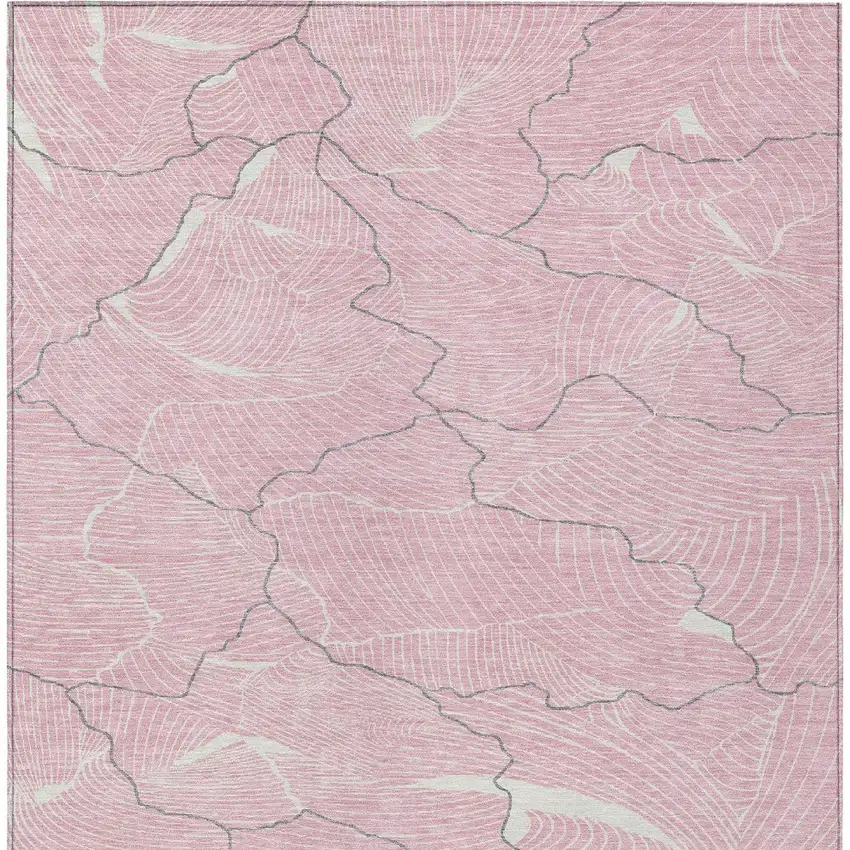 Pink Ivory And Gray Abstract Washable Indoor Outdoor Area Rug Photo 6