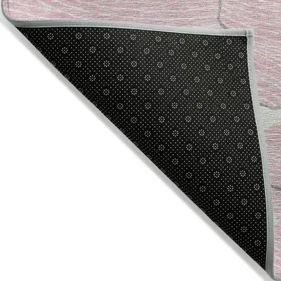 Pink Ivory And Gray Abstract Washable Indoor Outdoor Area Rug Photo 3