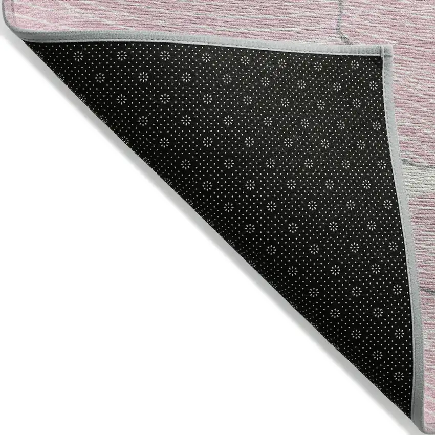 Pink Ivory And Gray Abstract Washable Indoor Outdoor Area Rug Photo 3