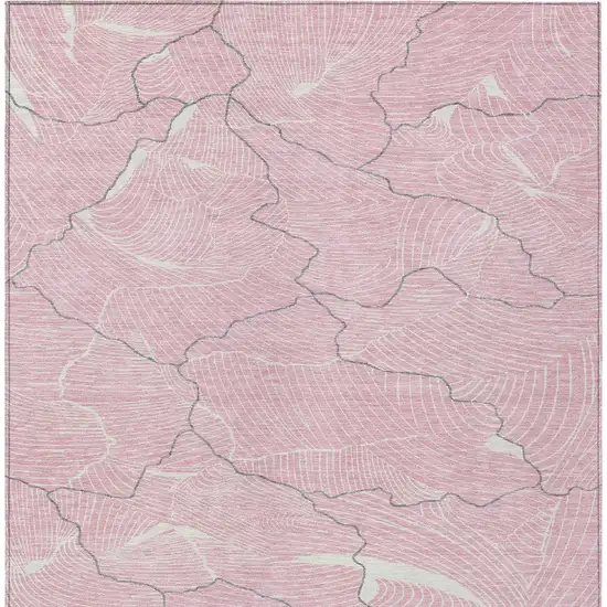 Pink Ivory And Gray Abstract Washable Indoor Outdoor Area Rug Photo 5