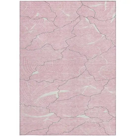 Pink Ivory And Gray Abstract Washable Indoor Outdoor Area Rug Photo 6