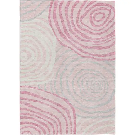 Pink Ivory And Gray Abstract Washable Indoor Outdoor Area Rug Photo 2