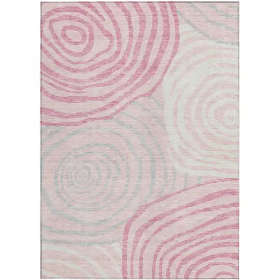 Pink Ivory And Gray Abstract Washable Indoor Outdoor Area Rug Photo 7