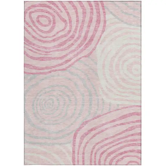 Pink Ivory And Gray Abstract Washable Indoor Outdoor Area Rug Photo 7