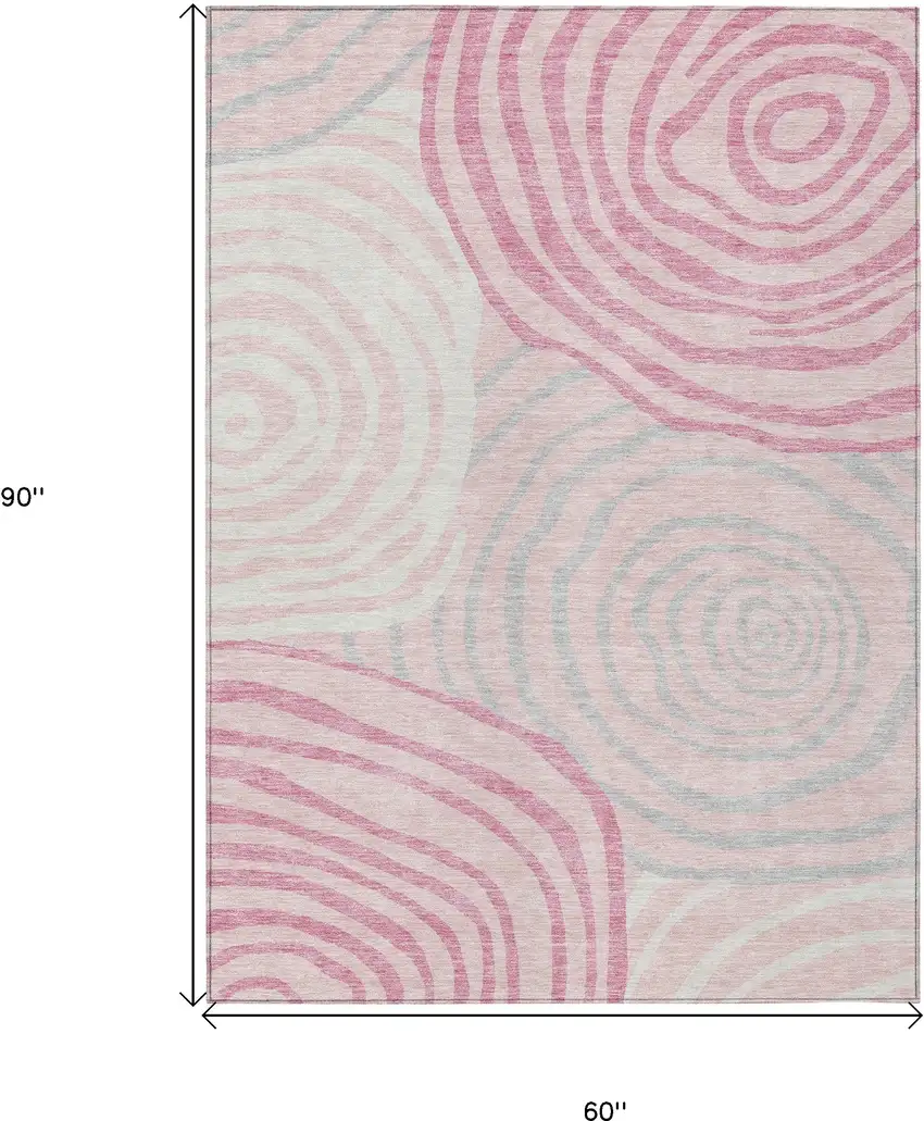 Pink Ivory And Gray Abstract Washable Indoor Outdoor Area Rug Photo 3