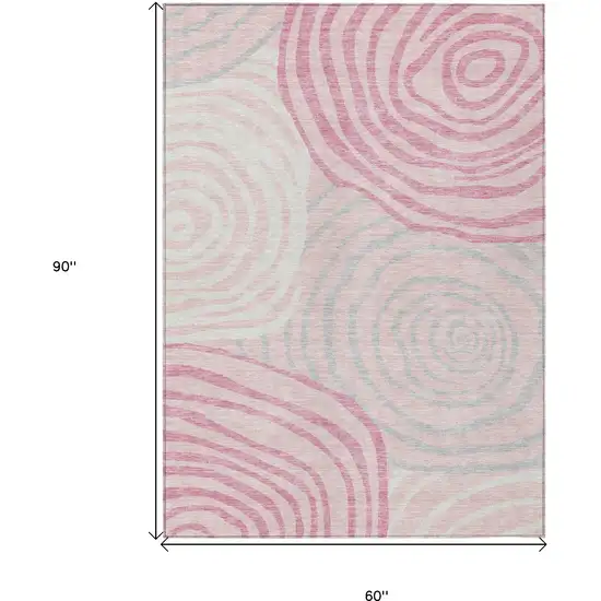 Pink Ivory And Gray Abstract Washable Indoor Outdoor Area Rug Photo 3