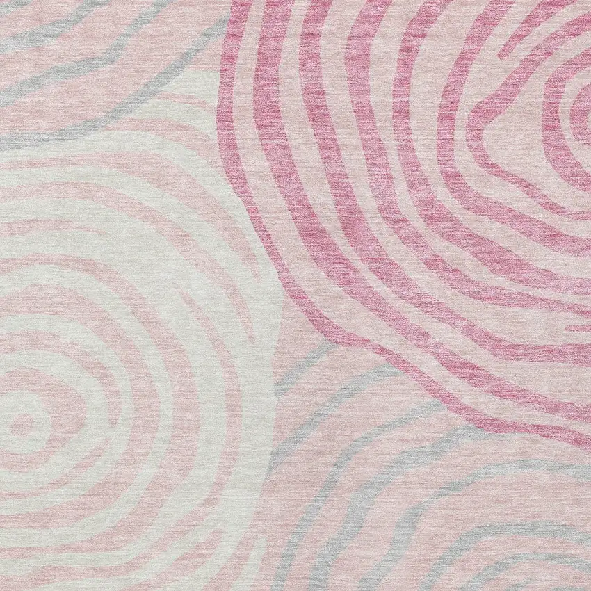 Pink Ivory And Gray Abstract Washable Indoor Outdoor Area Rug Photo 5