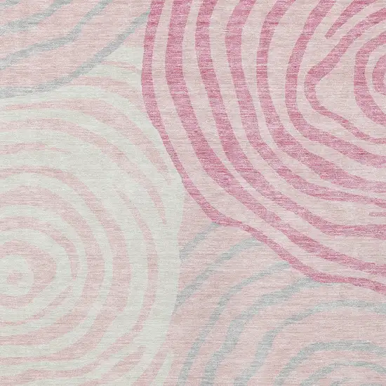 Pink Ivory And Gray Abstract Washable Indoor Outdoor Area Rug Photo 5