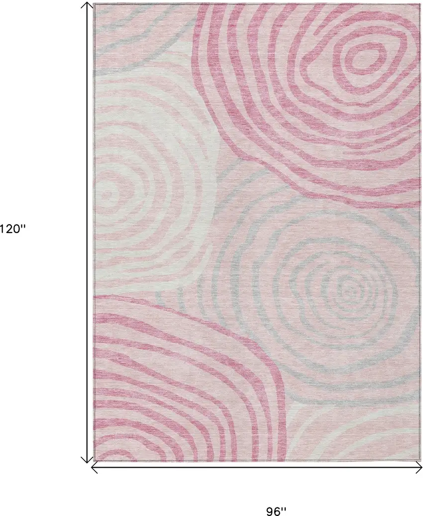 Pink Ivory And Gray Abstract Washable Indoor Outdoor Area Rug Photo 3