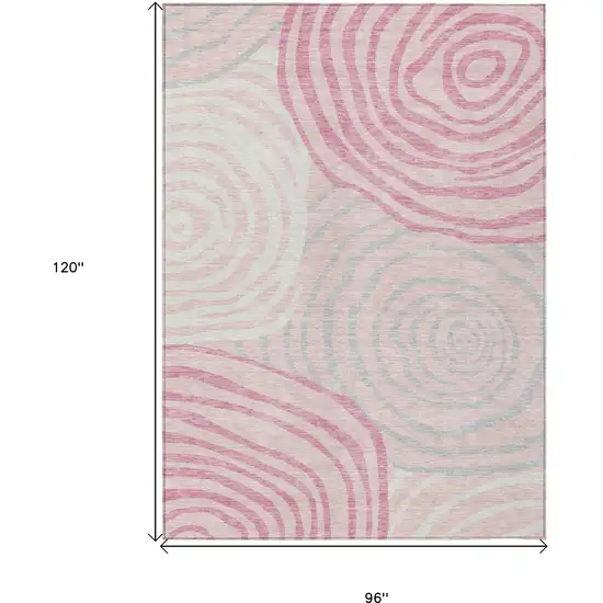 Pink Ivory And Gray Abstract Washable Indoor Outdoor Area Rug Photo 3