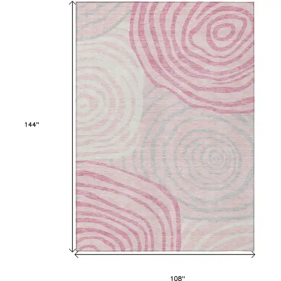 Pink Ivory And Gray Abstract Washable Indoor Outdoor Area Rug Photo 3