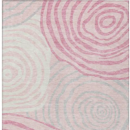 Pink Ivory And Gray Abstract Washable Indoor Outdoor Area Rug Photo 6
