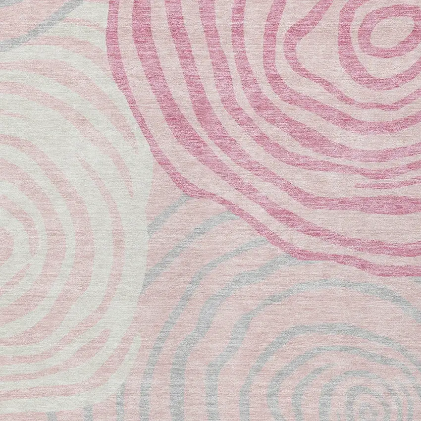 Pink Ivory And Gray Abstract Washable Indoor Outdoor Area Rug Photo 5