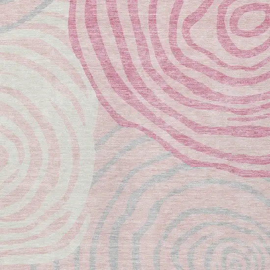 Pink Ivory And Gray Abstract Washable Indoor Outdoor Area Rug Photo 5