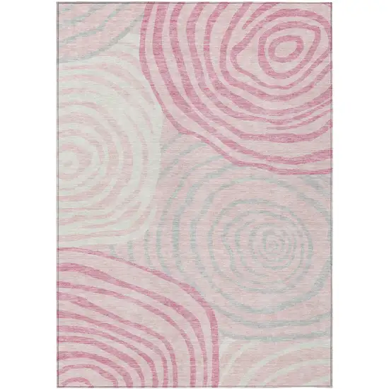 Pink Ivory And Gray Abstract Washable Indoor Outdoor Area Rug Photo 1