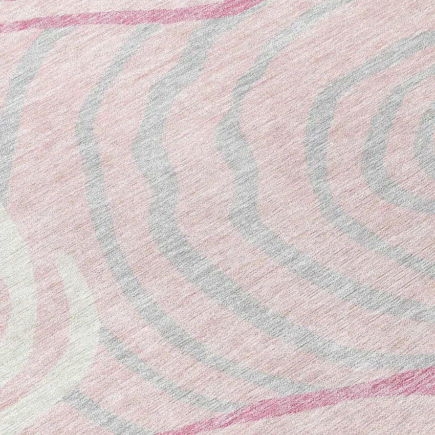 Pink Ivory And Gray Abstract Washable Indoor Outdoor Area Rug Photo 4