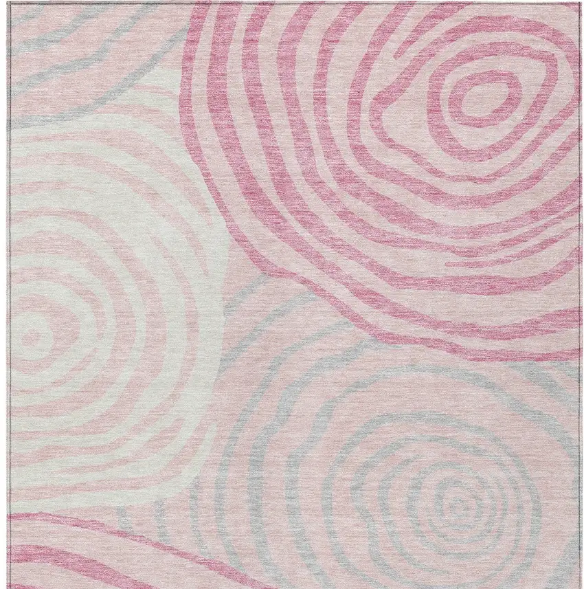 Pink Ivory And Gray Abstract Washable Indoor Outdoor Area Rug Photo 5