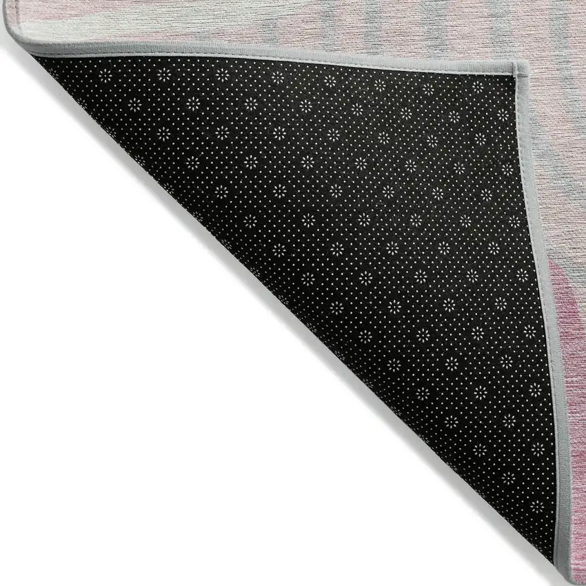 Pink Ivory And Gray Abstract Washable Indoor Outdoor Area Rug Photo 4
