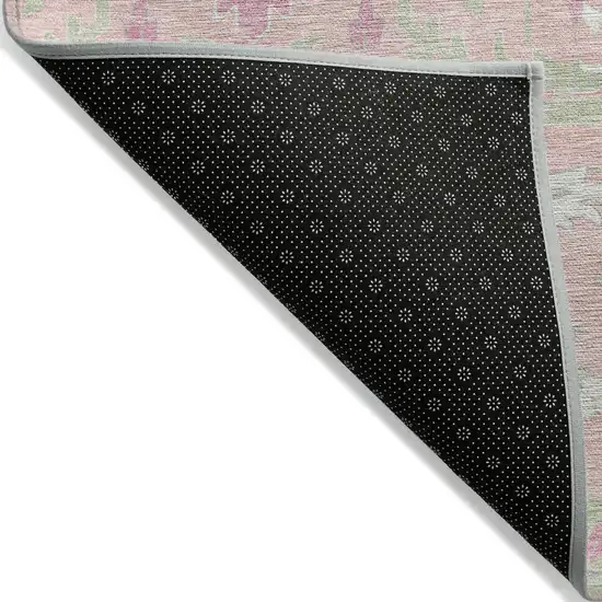 Pink Ivory And Gray Damask Washable Indoor Outdoor Area Rug Photo 4