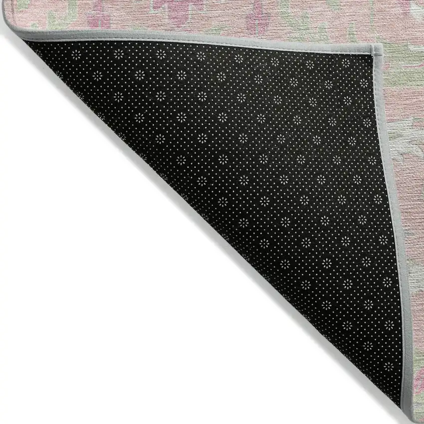 Pink Ivory And Gray Damask Washable Indoor Outdoor Area Rug Photo 4
