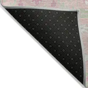 Photo of Pink Ivory And Gray Damask Washable Indoor Outdoor Area Rug