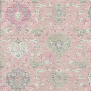 Photo of Pink Ivory And Gray Damask Washable Indoor Outdoor Area Rug