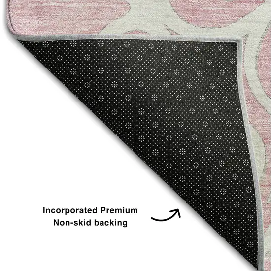 Pink Ivory And Gray Floral Medallion Washable Area Rug With UV Protection Photo 7