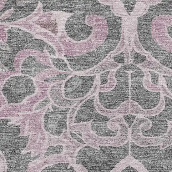Pink Ivory And Gray Floral Medallion Washable Area Rug With UV Protection Photo 3