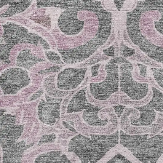 Pink Ivory And Gray Floral Medallion Washable Area Rug With UV Protection Photo 3