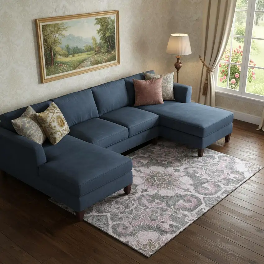 Pink Ivory And Gray Floral Medallion Washable Area Rug With UV Protection Photo 2