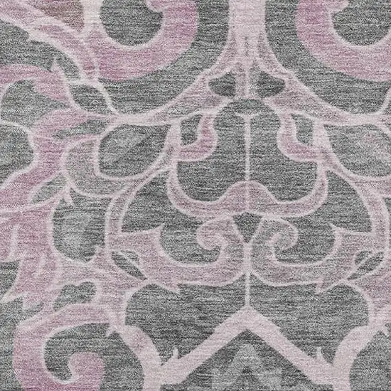 Pink Ivory And Gray Floral Medallion Washable Area Rug With UV Protection Photo 3