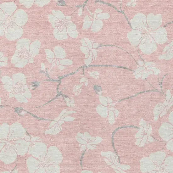 Pink Ivory And Gray Floral Washable Indoor Outdoor Area Rug Photo 7