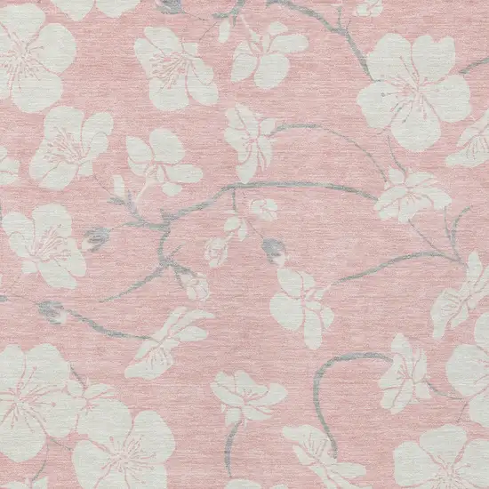 Pink Ivory And Gray Floral Washable Indoor Outdoor Area Rug Photo 7