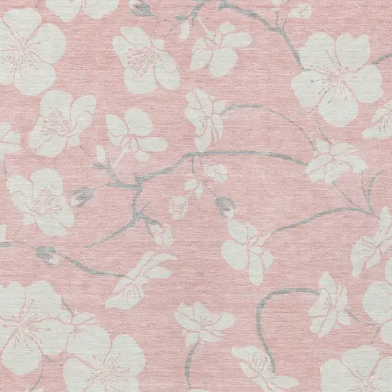 Pink Ivory And Gray Floral Washable Indoor Outdoor Area Rug Photo 7