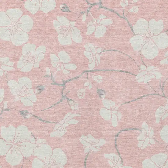 Pink Ivory And Gray Floral Washable Indoor Outdoor Area Rug Photo 7