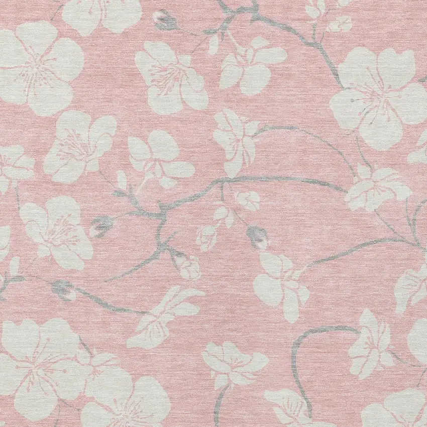 Pink Ivory And Gray Floral Washable Indoor Outdoor Area Rug Photo 7