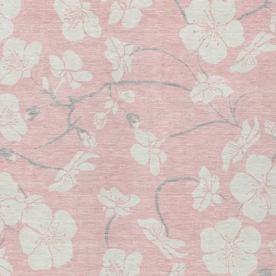 Pink Ivory And Gray Floral Washable Indoor Outdoor Area Rug Photo 7