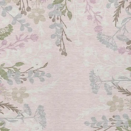 Pink Ivory And Gray Floral Washable Indoor Outdoor Area Rug Photo 7