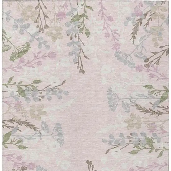 Pink Ivory And Gray Floral Washable Indoor Outdoor Area Rug Photo 4