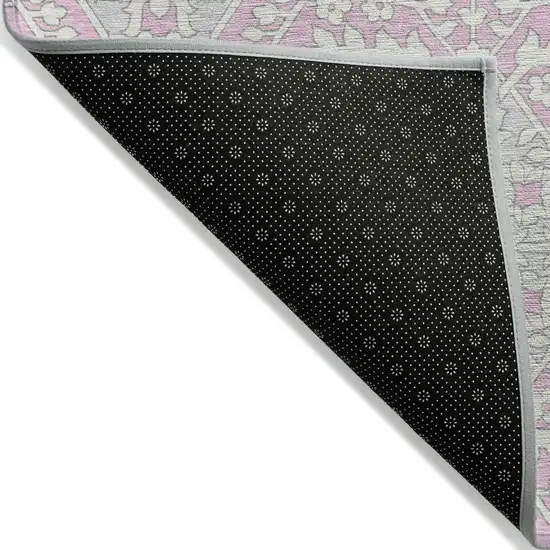 Pink Ivory And Gray Floral Washable Indoor Outdoor Area Rug Photo 4